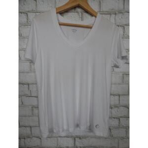 $88 Calme by Johnny Was Layla Fave Vneck Slim Tee Small White NEW